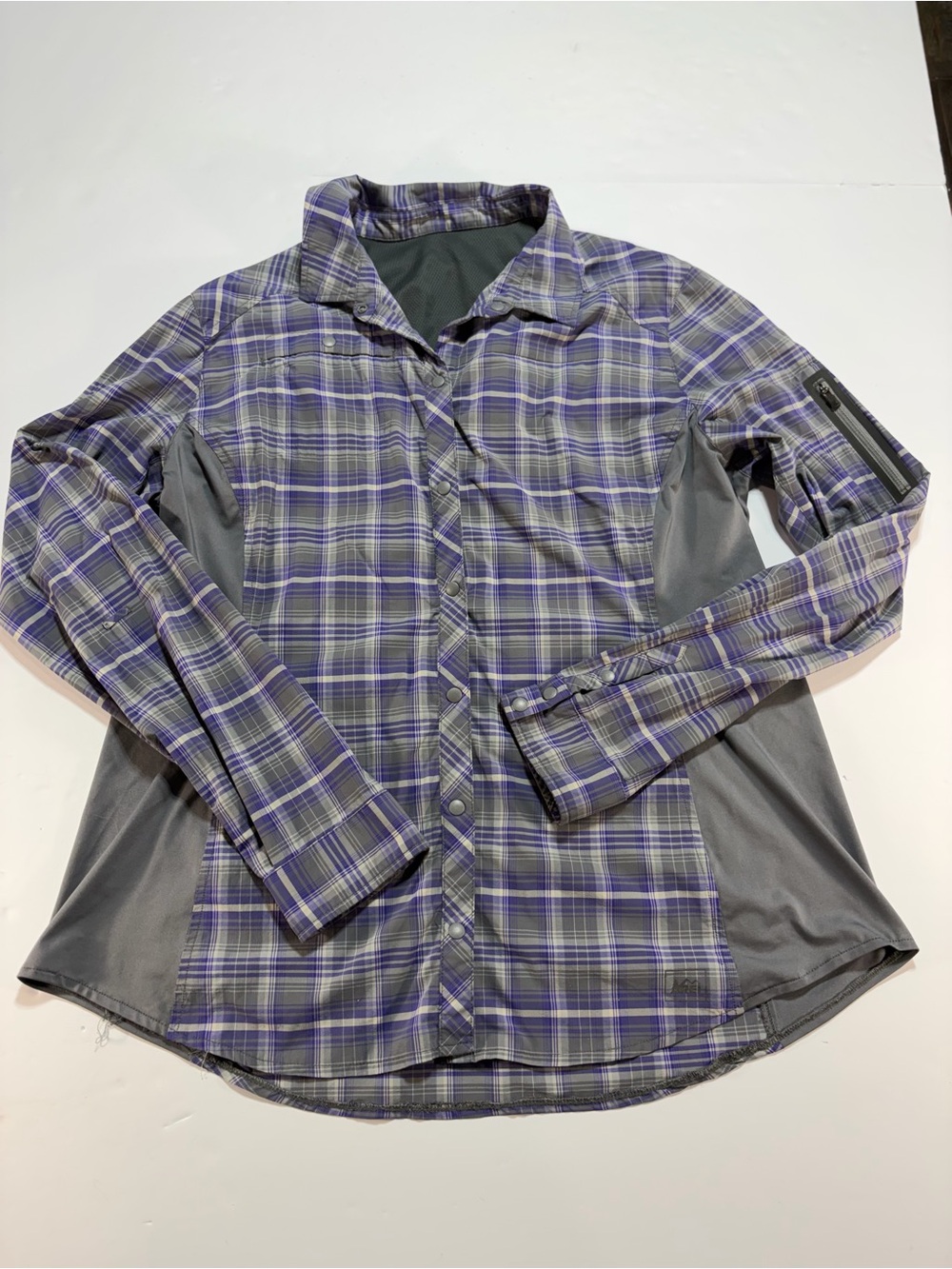 REI Co-op Tech Plaid Long Sleeve Hiking Shirt Purple Women's Size XL